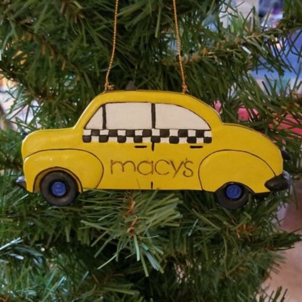 Wooden Macy’s Yellow TAXI CAB CHRISTMAS ORNAMENT -New York